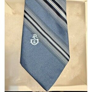Via Re Men's Silk Tie Gift Set Blue with Key Ring Business Attire Embroidered